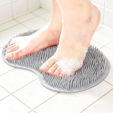 Imagem de Tapete de silicone para banho esfoliante nas costas, tapete de acupressão, antiderrapante, massagens para homens e mulheres, cinza