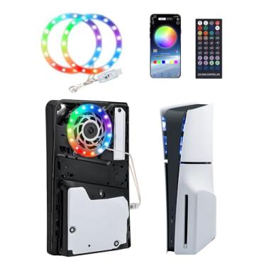 Imagem de Mcbazel Faixa de luz LED RGB para console fino PS5/PS5, controle remoto IR/APP/USB 3, 8 cores + 400 efeitos, acessórios de decoração faça você mesmo, fitas flexíveis para console fino PS5/PS5