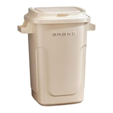 Imagem de Generic Lixeira de 28 litros, grande e multifuncional, ideal para cômoda, escritório, cozinha, banheiro e casa, Creme