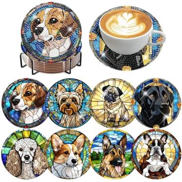 Imagem de Zythron Kits de porta-copos de arte de diamante para cães com suporte para cães animais kits de porta-copos de pintura de diamante para iniciantes kits de arte de diamante para adultos pintura de