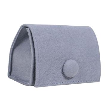 Imagem de predolo Estojo porta-anéis de veludo, estojo de joias para viagem, leve, mini caixa organizadora para brincos e colares, Cinza Claro
