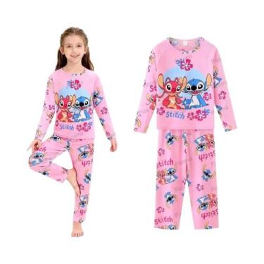 Imagem de Pijamas De Manga Longa Lilo & Stitch Para Meninas, Confortáveis E Maci