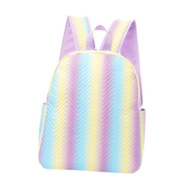 Imagem de harayaa Mochila escolar impermeável e leve para meninas e meninos do ensino fundamental, ideal para viagens, Arco-íris