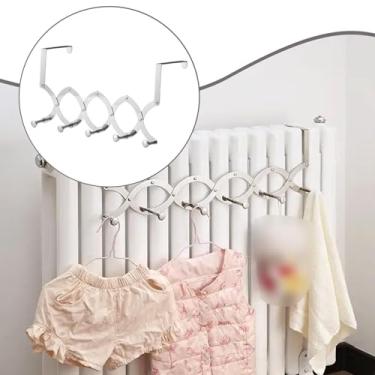 Imagem de WeiLaiKeQi Cabide de porta telescópico e reforçado para roupas, ideal para apartamentos, casas e dormitórios, de espaço para guardar, 5 Ganchos