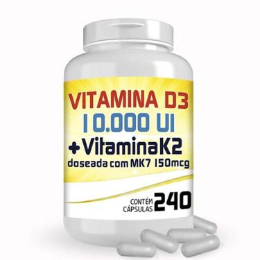 Imagem de Vitamina D3 10.000 Ui + Vitamina K2 150mcg com 240 Cápsulas-Unissex