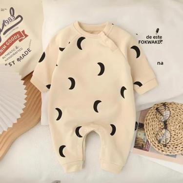Imagem de Macacão Para Bebê Recém-Nascido Primavera Inverno Algodão Estampa Lua 