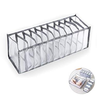Imagem de Organizador de Meias Gaveta Plegável Caixas Armazenamento com 11 Compartimentos para Calcinhas Gravatas Feito Malha Nylon Alto Respirável Lavável Econ