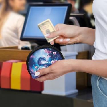Imagem de Mini porta-moedas, bolsa de armazenamento de moedas com zíper para viagem, bolsa feminina para cosméticos, porta-cartões, Cobra de flor de ameixa