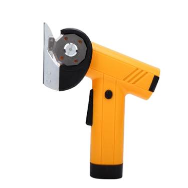 Imagem de Asixxsix Tesoura elétrica sem fio, Cortador de tecido recarregável 4.2V 2000mAh com SK5 lâmina de aço, luz LED, 4 configurações de velocidade até 10000RPM, fechadura de segurança (Amarela)