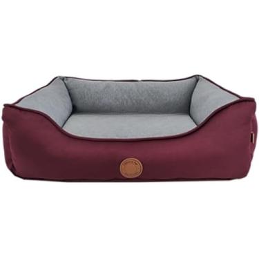 Imagem de Cama grande 71x56 com ziper para cachorro de grande porte cachorros cães e gatos(Moletom vinho)