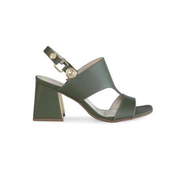 Imagem de Sandália Bebecê Moderna Cabedal Salto Bloco Metalizado, 35, Verde