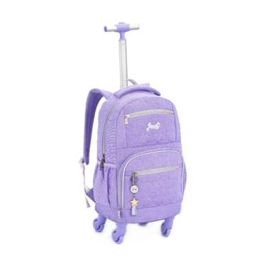 Imagem de Mochila Escolar 2em1 Costas e Rodas Glitter - denlex, Roxo