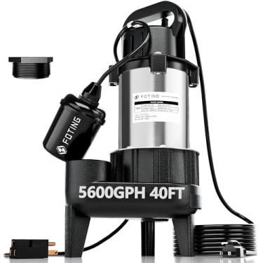 Imagem de FOTING Bomba Submersível De Esgoto/Efluentes De 1 Hp, Aço Inoxidável E Ferro Fundido, 5600 Gph, Bomba Séptica Automática/Manual, Bombas De Depósito Para Porão, Fossa Séptica, Poço De Esgoto, Sistem