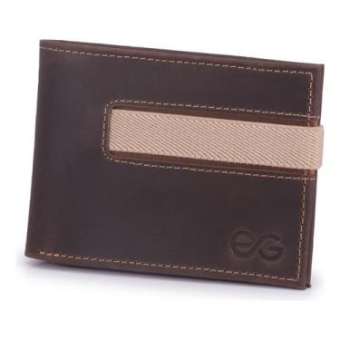 Imagem de Carteira Masculina Slim Elástico Couro Legítimo Para moedas - Ello Gri