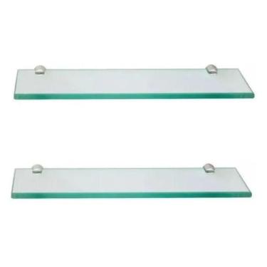 Imagem de Suporte Porta Shampoo De Vidro Incolor Banheiro Luxo 2 PÇS 40CMX10CMX6