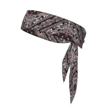 Imagem de Bandana Boho Bandanas para Homens e Mulheres Esportes Corrida Exercício Faixa de Cabelo Unissex Impresso Gravata de Cabeça Faixa de transpiração Acessório de Cabeça Ajustável para Ciclistas Karatê