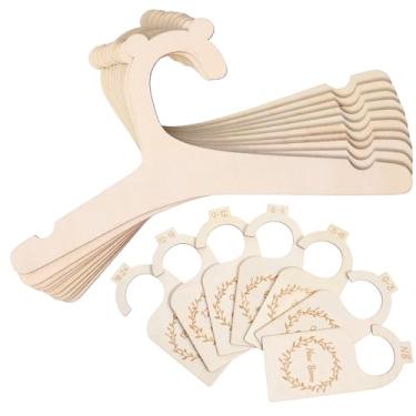 Imagem de ElevateTech 14 cabides de madeira para roupas de bebê contêm 7 divisórias de armário, lindos cabides de roupas infantis para chuveiro, casacos, calças, ternos, jaquetas, armazenamento de roupas