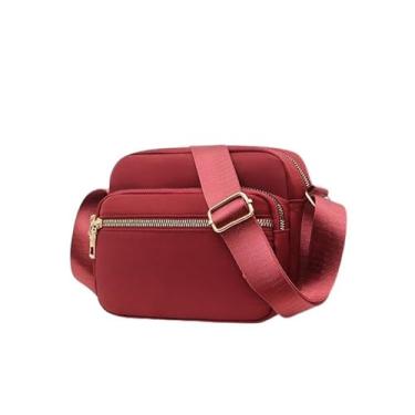 Imagem de Bolsa transversal quadrada pequena unissex casual com alça ajustável, bolsa de ombro com vários bolsos, carteira para telefones, Vinho, Small