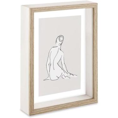 Imagem de Porta Retrato de Mesa em MDF Marfim e Vidro 10x15cm - Mart Collection