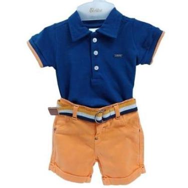 Imagem de Conjunto Luxo Bebê Menino Body + Bermuda Sarja Paraiso 15445-Masculino