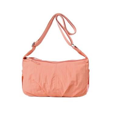 Imagem de CHENXIAOHONG Bolsa transversal feminina de nylon, bolsa de ombro feminina leve e impermeável, bolsa média casual para uso diário(Rosa)