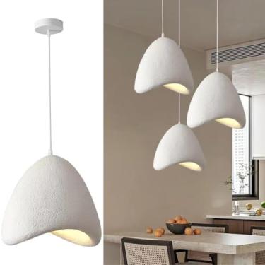 Imagem de Luminária pendente moderna para sala de jantar, estilo japonês wabi-sabi, com cúpula de resina, base E27, lustre criativo e ajustável para decoração de casa, ideal para cozinha, café, bar e