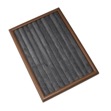 Imagem de KEG801302 Suporte de exibição de joias de madeira, bandeja de anel marrom e cinza, pulseira, brinco, armazenamento de joias, organizador (grande)