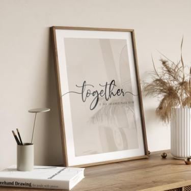 Imagem de Together is Our Favourite Place to Be Pôster Bege Inspirador Impressão em Tela Pintura Arte de Parede para Casa de Fazenda, Quarto, Sala de Estar, Decoração de Casa Sem Moldura