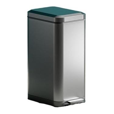 Imagem de Lixeira fina de 7/9/13/15/16/18/20 litros com balde de forro removível e alça, aço inoxidável escovado, fechamento suave, lixeira de cozinha com pedal (aço tungstênio preto, 18L)