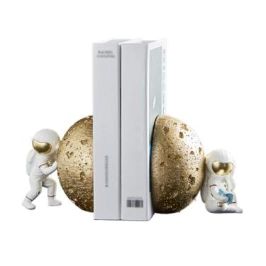 Imagem de Suportes de livros modernos resina, rolha de livro, multifuncional, fichário e divisórias, material escolar e material de escritório, prateleiras de estante (ouro)