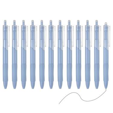 Imagem de PATIKIL Pacote com 12 canetas retráteis de 0,5 mm, canetas esferográficas retráteis, ponta fina, escrita suave, fofa, para escritório, casa, diário, caderno, azul