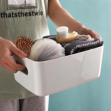 Imagem de 1 caixa de armazenamento multifuncional, organizadores de plástico durável de mesa para cosméticos, lanches, cozinha, banheiro, dormitório - material de escritório, cinza