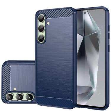 Imagem de Gufuwo Capa para Galaxy S24 FE, para Samsung S24FE SM-S721U, capa fina fina de fibra de carbono TPU capa traseira macia antiarranhões à prova de choque capa protetora para Samsung Galaxy S24 FE azul