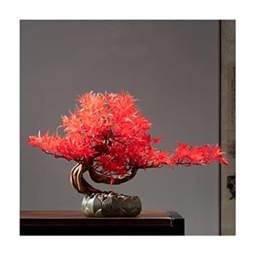 Imagem de SLGGPJBU Plantas falsas, árvore de bonsai artificial, 53 cm, vaso de plantas falsas, plantas falsas, plantas de bonsai para decoração de sala de estar, escritório, casa, sala de estar, plantas