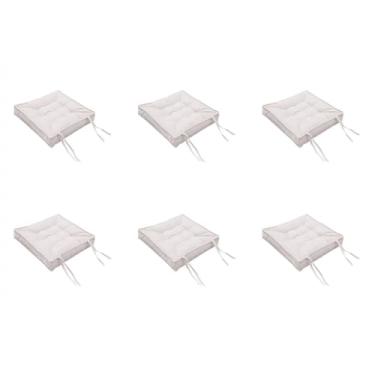 Imagem de Kit com 6 Almofadas Futon de Suede Liso 40x40cm - Assentos Confortáveis para Cadeiras, Bancos e Móveis, Duráveis e Decorativos (Cru)