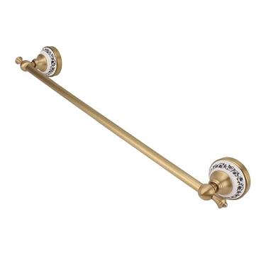 Imagem de Suporte de toalha banho pendurado barra única cobre estilo europeu rack para banheiro e