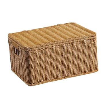 Imagem de Generic Cesto organizador retangular com tampa e alça, ideal para cozinha, quarto, banheiro e sala de estar, S