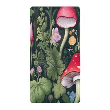 Imagem de Blueangle Lençol de berço padrão para berço infantil - Lençóis de algodão macio e respirável com cogumelos de flores silvestres (534)