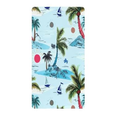 Imagem de Blueangle Lençol de berço padrão para berço infantil - Lençóis de algodão macio e respirável com palmeiras tropicais (306)