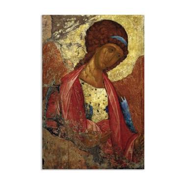 Imagem de Pôster impresso de São Miguel Arcanjo por Andrei Rublev Pintura Vintage Tela Andrei Rublev Arte de Parede Estética Presente de Feriado Decoração de Casa para Sala de Estar Igreja 45x30cm (45.7x30.5 cm
