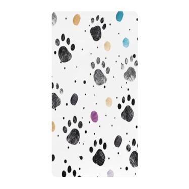 Imagem de Blueangle Lençol de berço padrão para berço infantil - Lençóis de algodão macio e respirável com estampa de pata de cachorro (657)