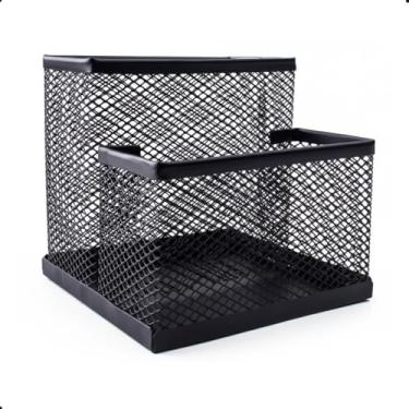 Imagem de Organizador de Mesa Aramado Escritório Porta Lápis Canetas Acessórios Home Office 2 Divisórias