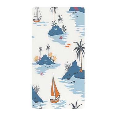 Imagem de Blueangle Lençol de berço padrão para berço infantil - Lençóis de algodão macio e respirável com palmeiras (252)