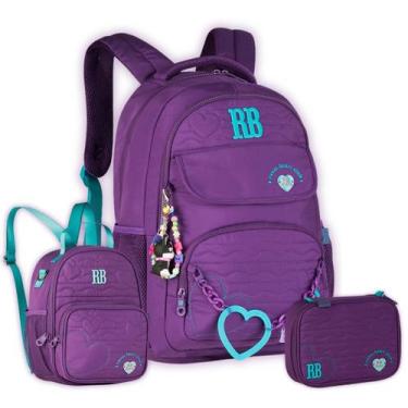 Imagem de Kit Matérial Escolar Rebecca Bonbon Mochila Lancheira Estojo, Roxo