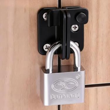 Imagem de 1 conjunto de fechaduras de segurança de aço inoxidável trava de aço inoxidável armário de celeiro gaiola para animais de estimação banheiro garagem janela trava de porta (preto)