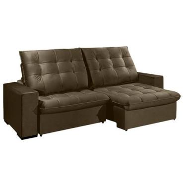 Imagem de Sofá Retrátil Reclinável 3 Lugares Brasil Suede Marrom Acinzentado - C