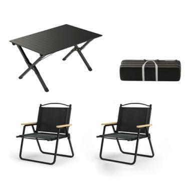 Imagem de JGHITROME Mesa dobrável portátil, conjunto de cadeiras e mesas de acampamento dobráveis de alumínio portátil, pacote com 3 tecidos Oxford, multicoloridos, vários tamanhos
