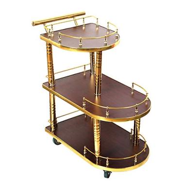 Imagem de Carrinho de armazenamento de carrinho com barra de rodinhas Carrinho de servir vinho de 3 níveis, bandejas removíveis para cozinha, banheiro, portátil, armazenamento utilitário, metal, chá, café
