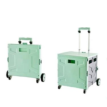 Imagem de Carrinho de compras dobrável, carrinho dobrável de 4 rodas com tampa de freio, alavanca ajustável, caixa de armazenamento multifuncional/estojo de transporte para acampamento de escritório (pia)