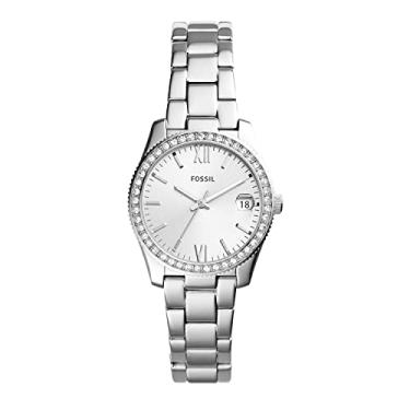 Imagem de Fossil Relógio feminino Scarlette de quartzo de aço inoxidável, Glitter prateado, One Size, Scarlette - ES4317